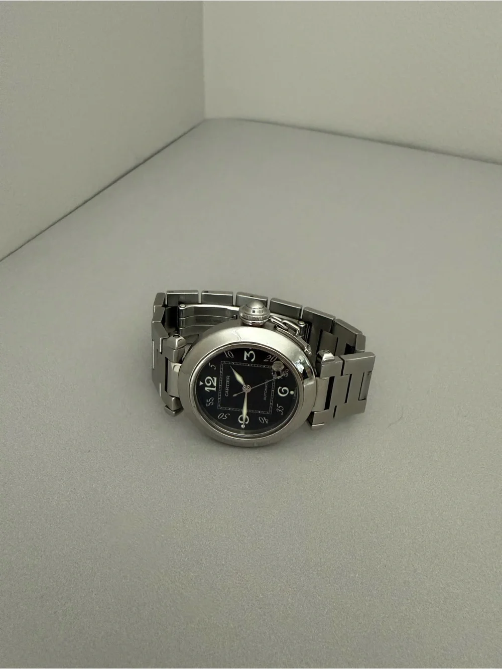 Cartier Pasha C Stainless Steel Watch with Black Dial